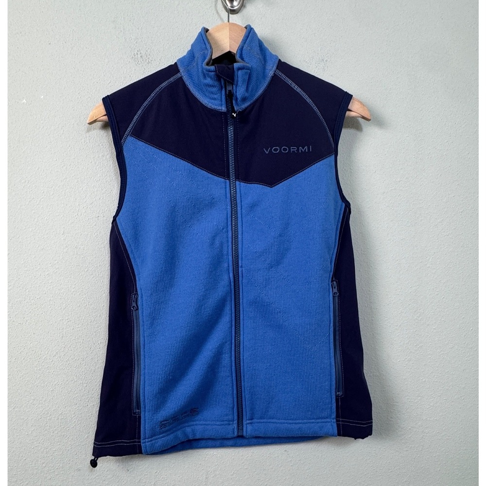 Voormi Womens Convex Vest Wool Blend Full Zip Vest Blue Small Gorpcore Hiking